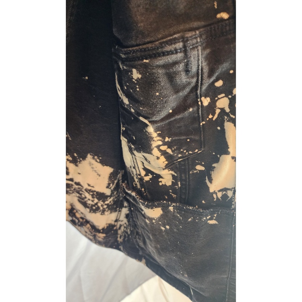 Levis Custom Acid Wash Bleach Distressed Denim Jacket Black Y2K Punk Grunge XL - Picture 5 of 9